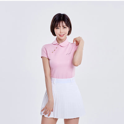 White New Band Pleats Skirt