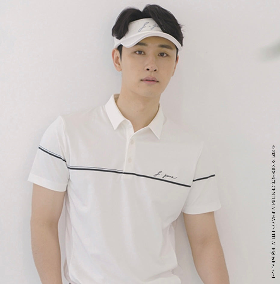 Men Golf Wear White Point Mesh Collar Top Shirt – KOODSHOT