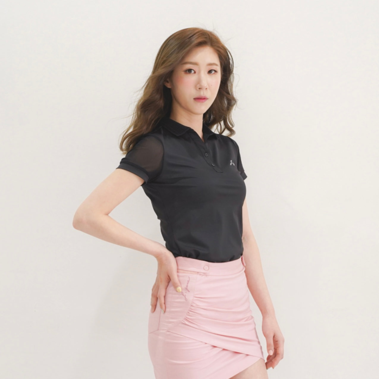 Pink Shirring Wrap Skirt