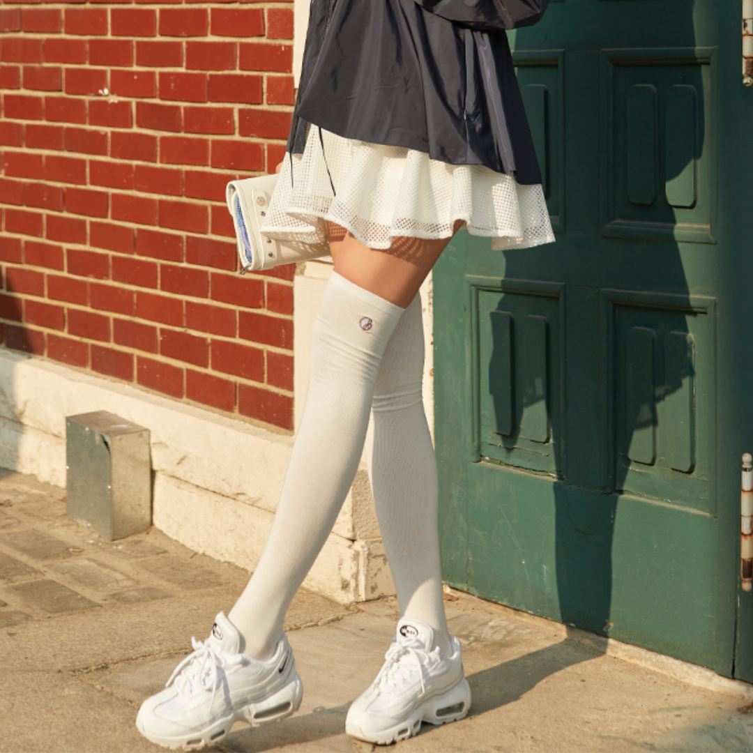 white over knee high socks
