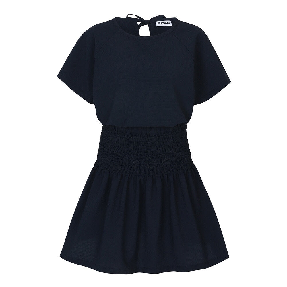 Navy Seersucker Ribbon Top + Smocked Skirt Set-Up – KOODSHOT