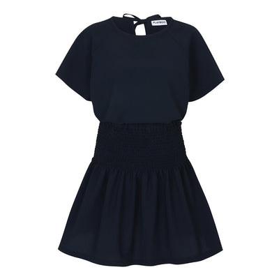 Navy Seersucker Ribbon Top + Smocked Skirt Set-Up