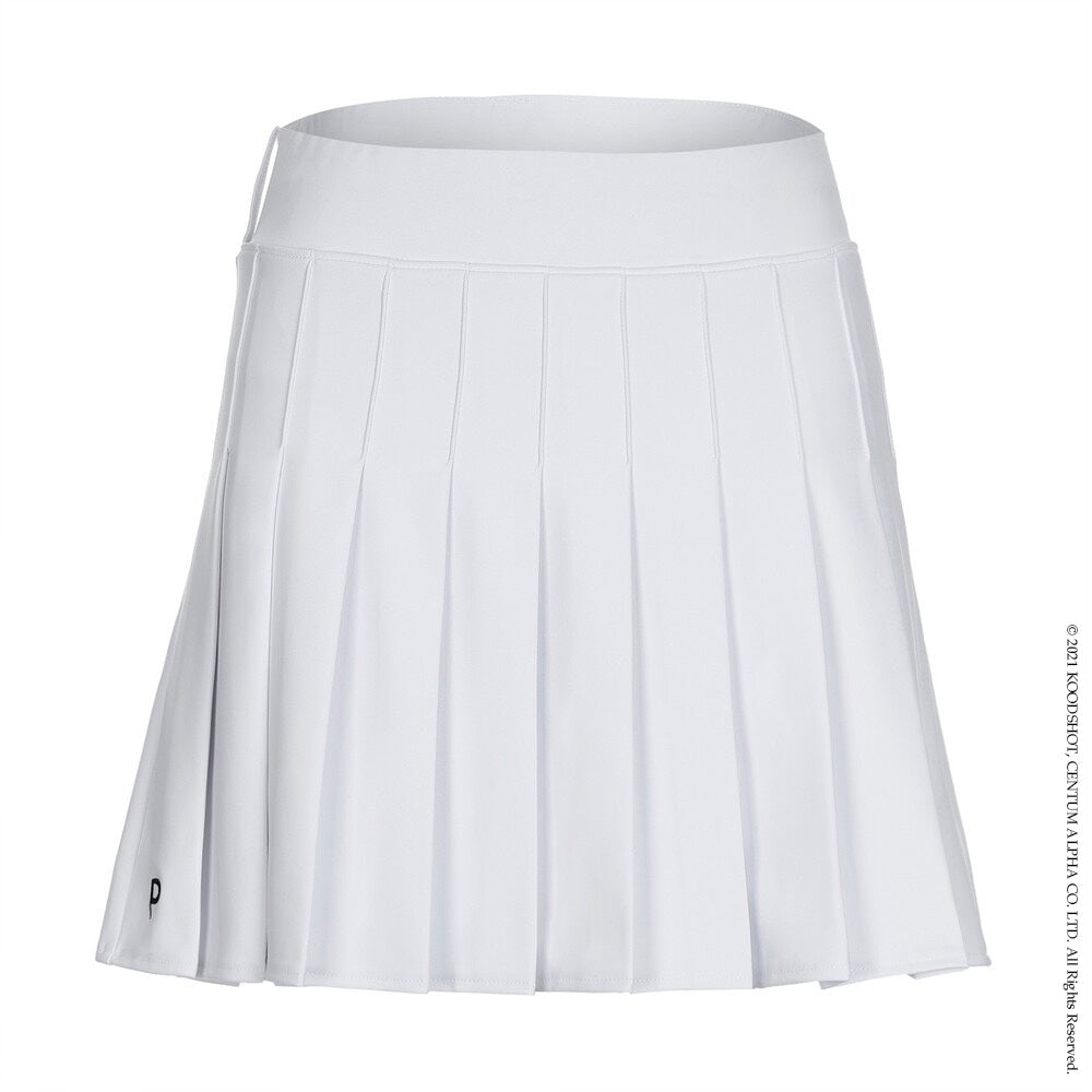 White New Pleated Banding Skirt W/Inner Pants