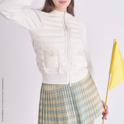 Beige Green Clueless Plaid Pleated Banding Skirt