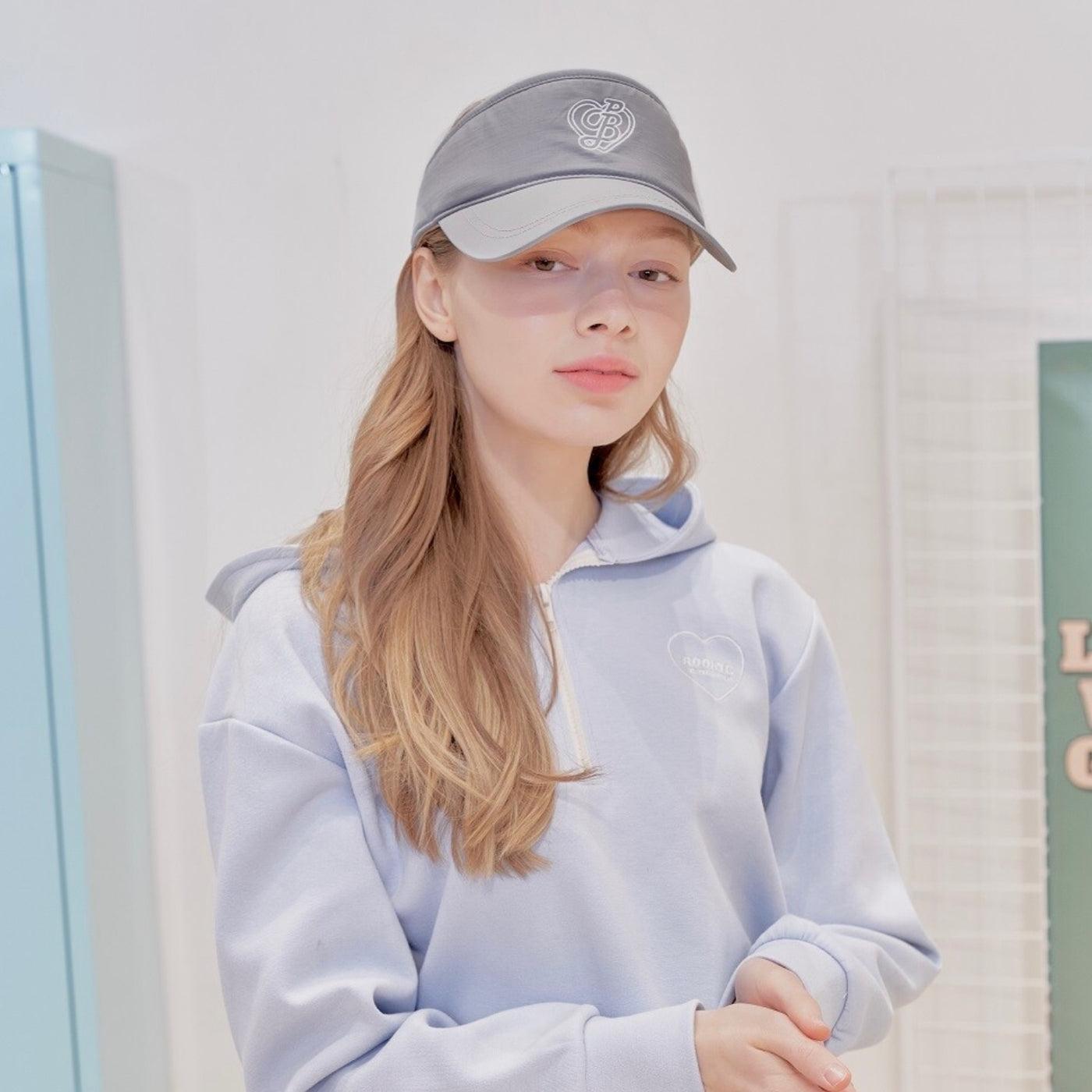 Grey Heart Logo Satin Ribbon Sun Visor