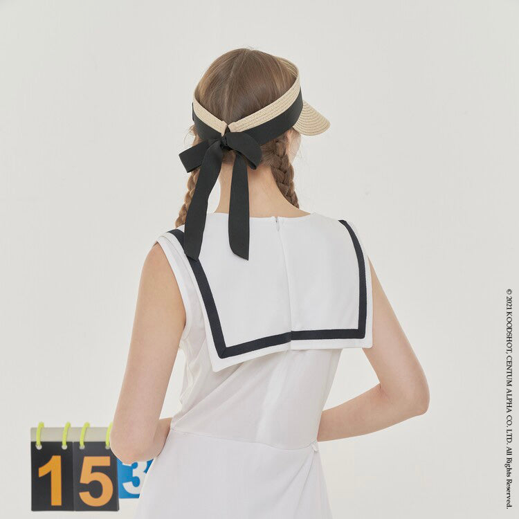 White Pique Sailor Sleeveless Dress W/inner Pants