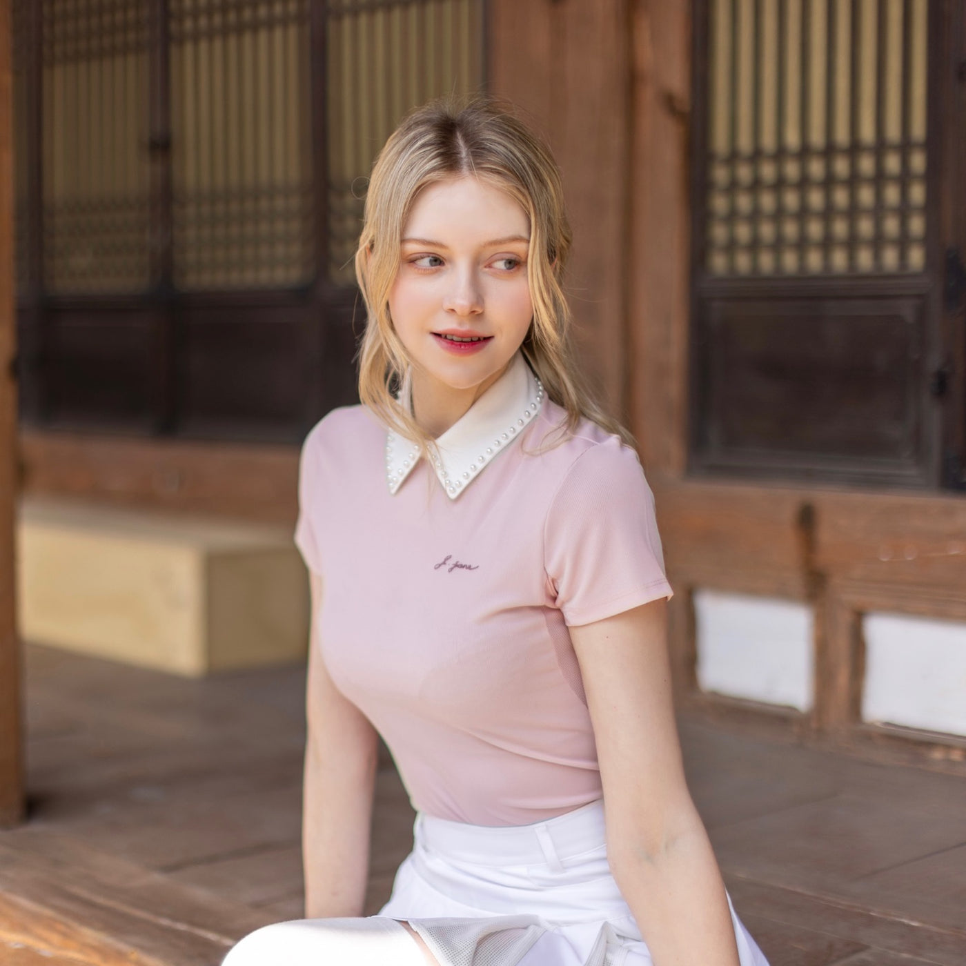 Pink Pearl Collar Shirts