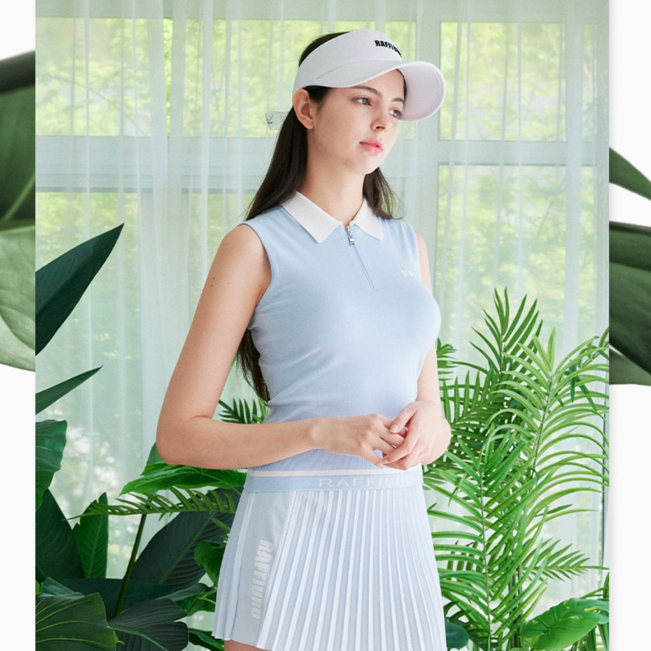 Light Blue Neck Collar Sleeveless Knitwear