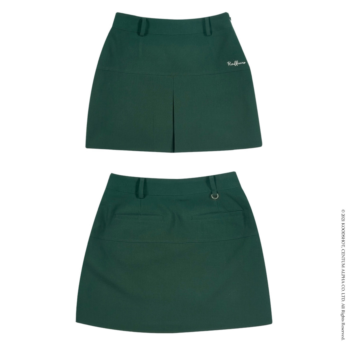 Green Front Pleated Skirt