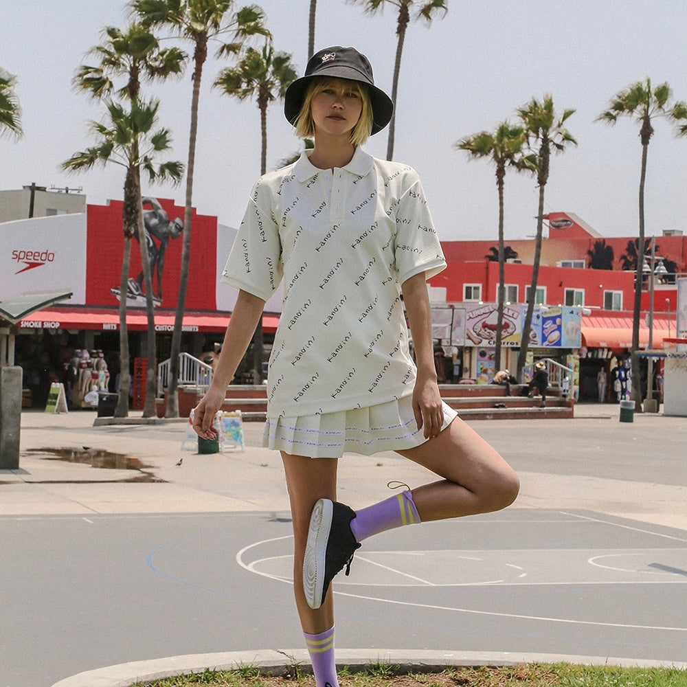 White Printed Boyfriend Polo Shirts