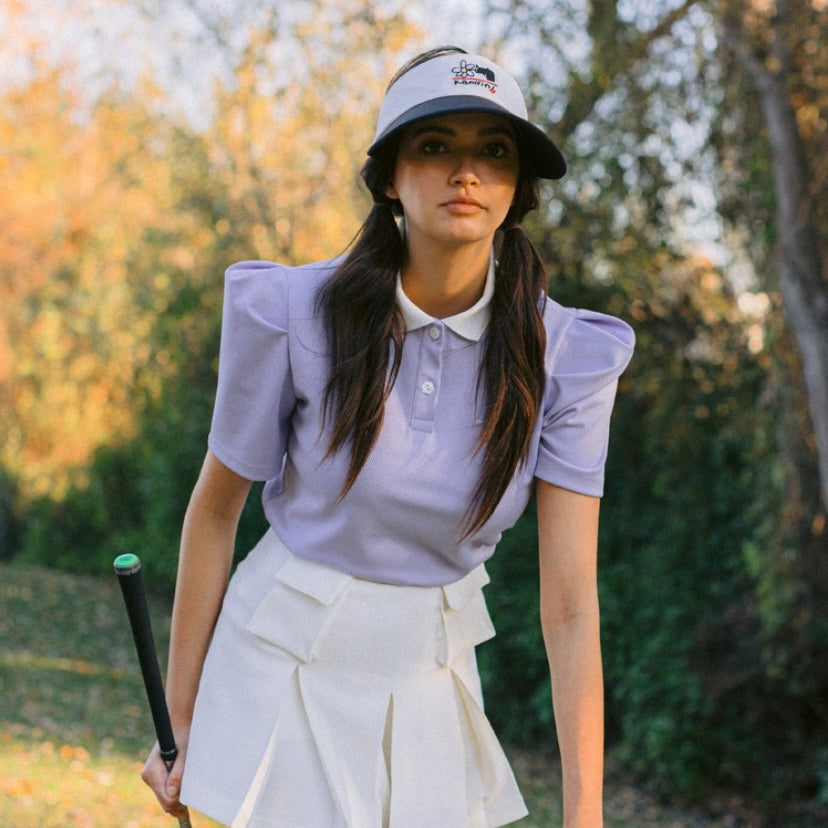 Purple Polo Shirts With Puff Short Sleeve