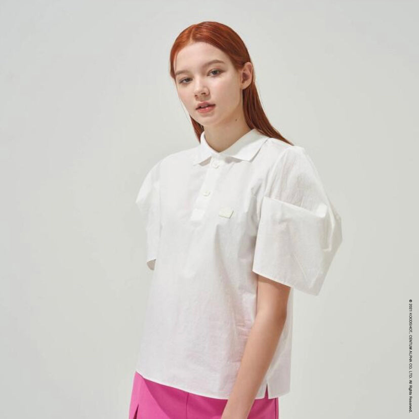 Ivory Polo shirts with Balloon Puff sleeve