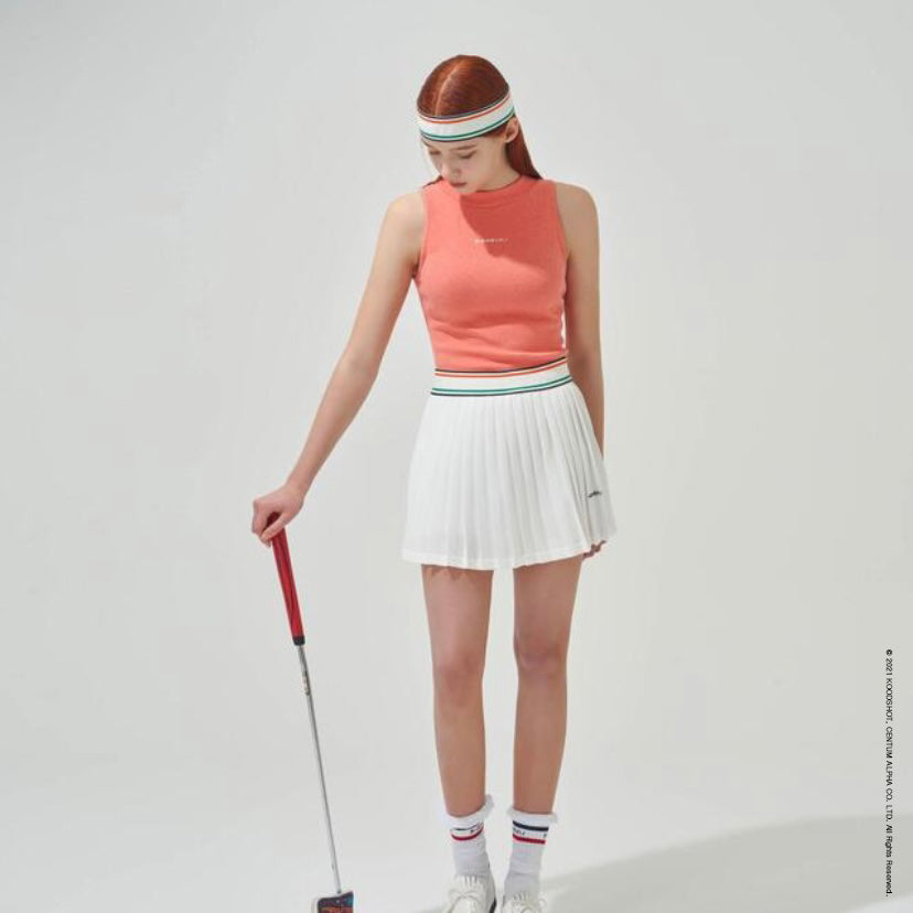 Coral Half-neck Sleeveless Shirts