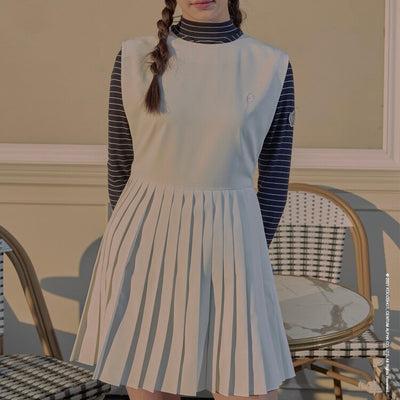 Ivory Pleated Jumper Dress W/INNER Pants