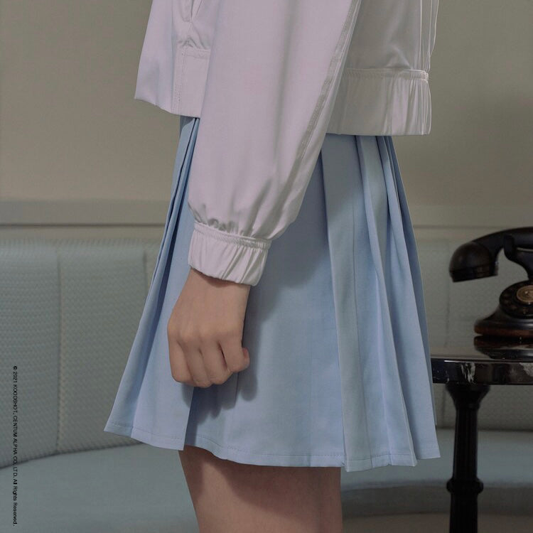 Blue Pleated Court Wrap Skirt