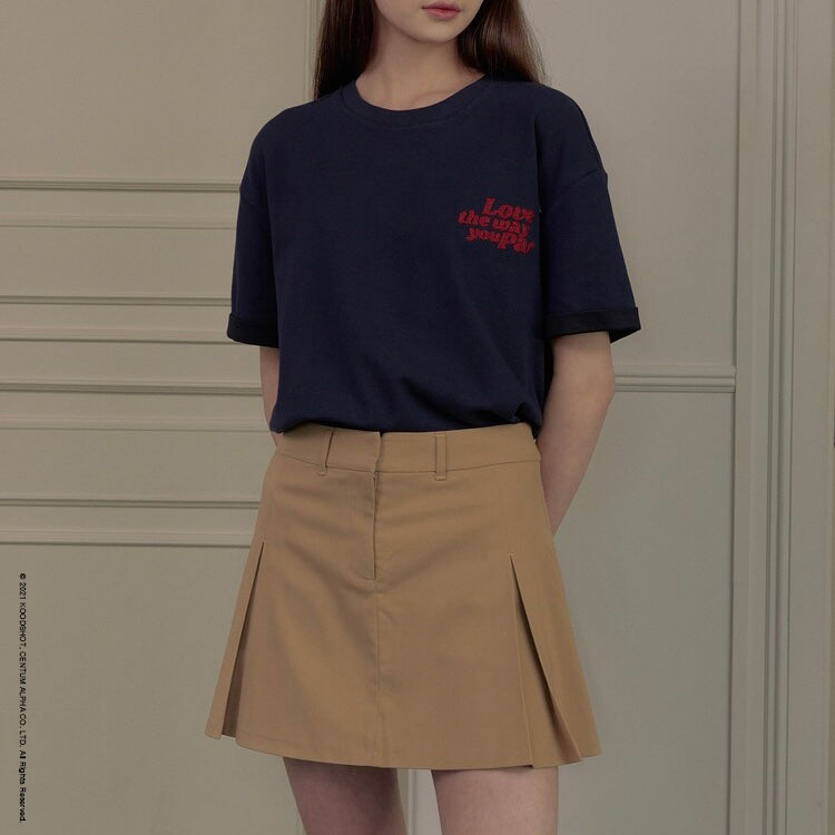 Beige Chino Mini Skirt W/INNER Pants