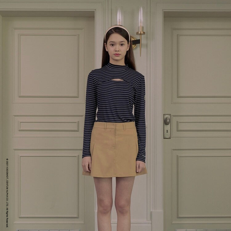 Beige Chino Mini Skirt W/INNER Pants