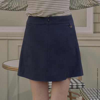 Navy Single Pleated Skirt W/INNER Pants