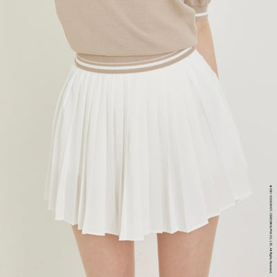 White Unbalanced Slit Band Skirt