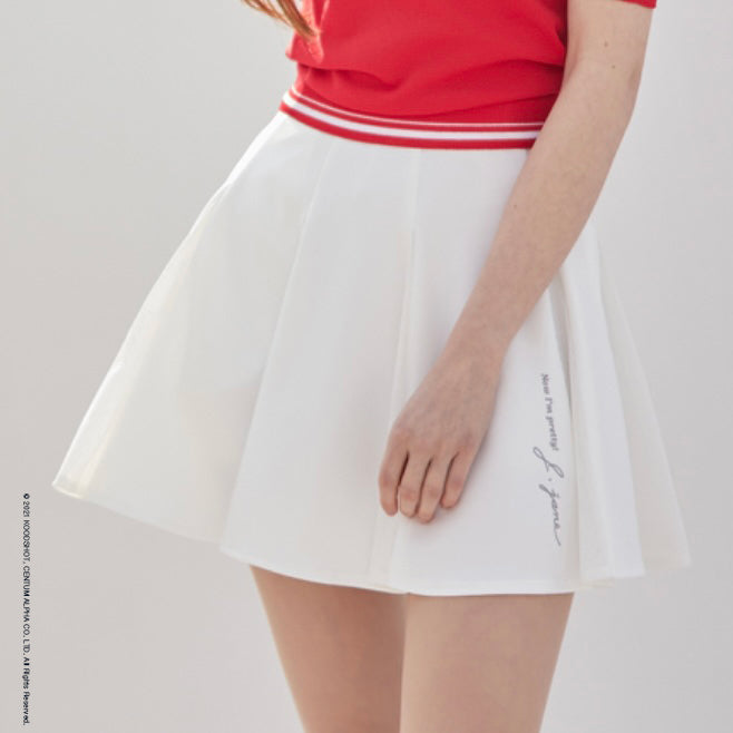 White Flare Mesh Contrast Skirt