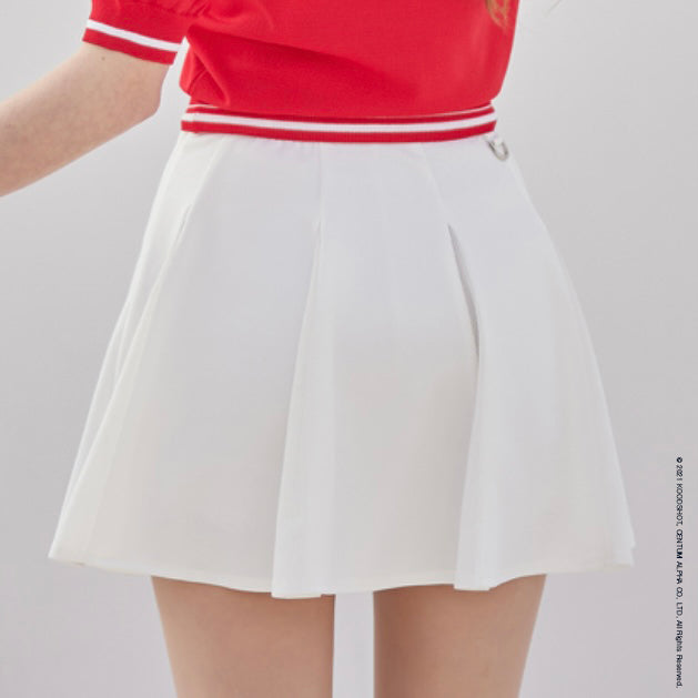 White Flare Mesh Contrast Skirt