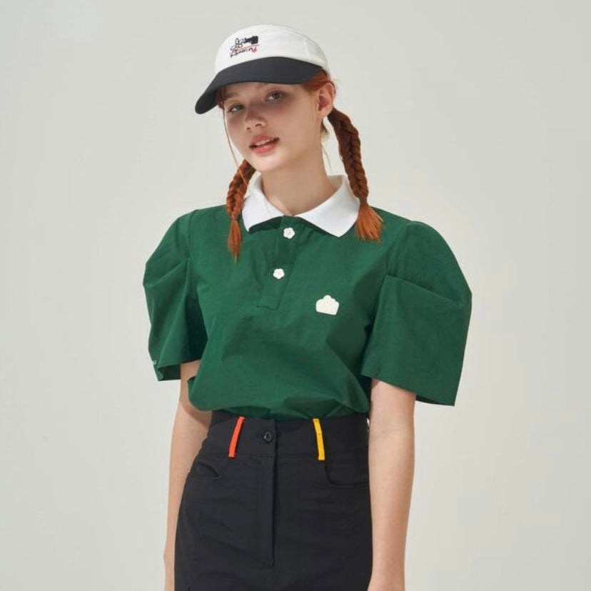 Green Polo shirts with Balloon Puff sleeve