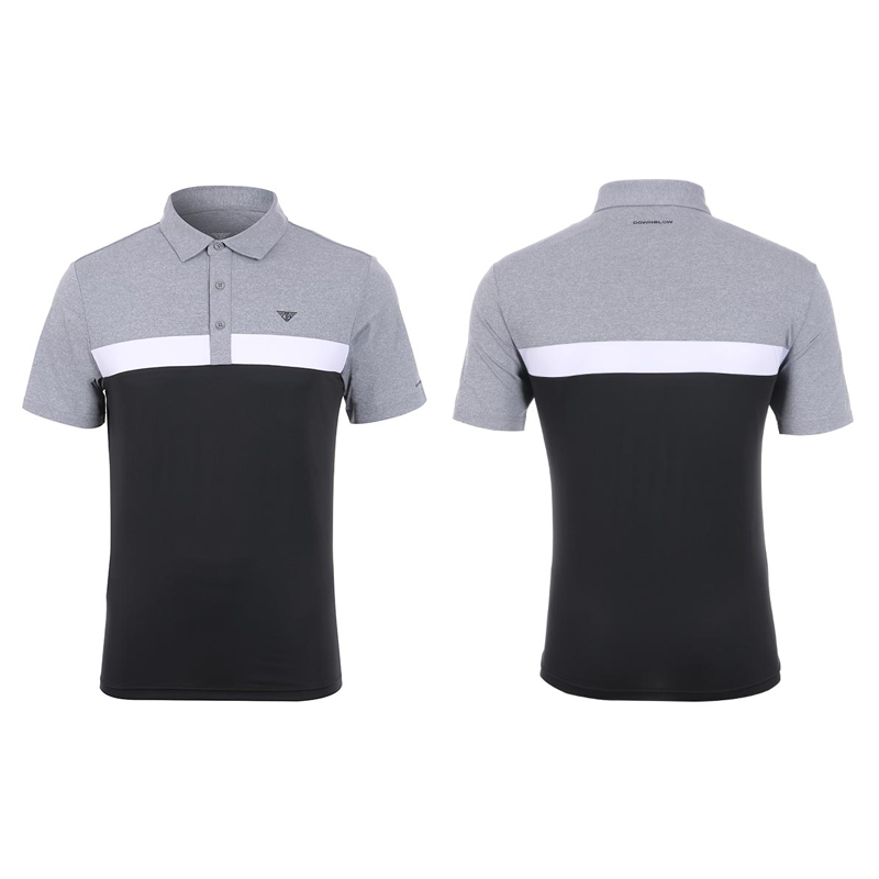Men Golf Wear Line Short Sleeve Collar Top Shirt